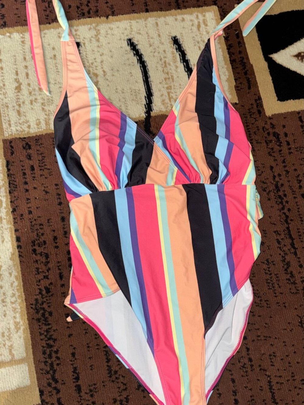 SHEIN Colorful Striped One-Piece Swimsuit